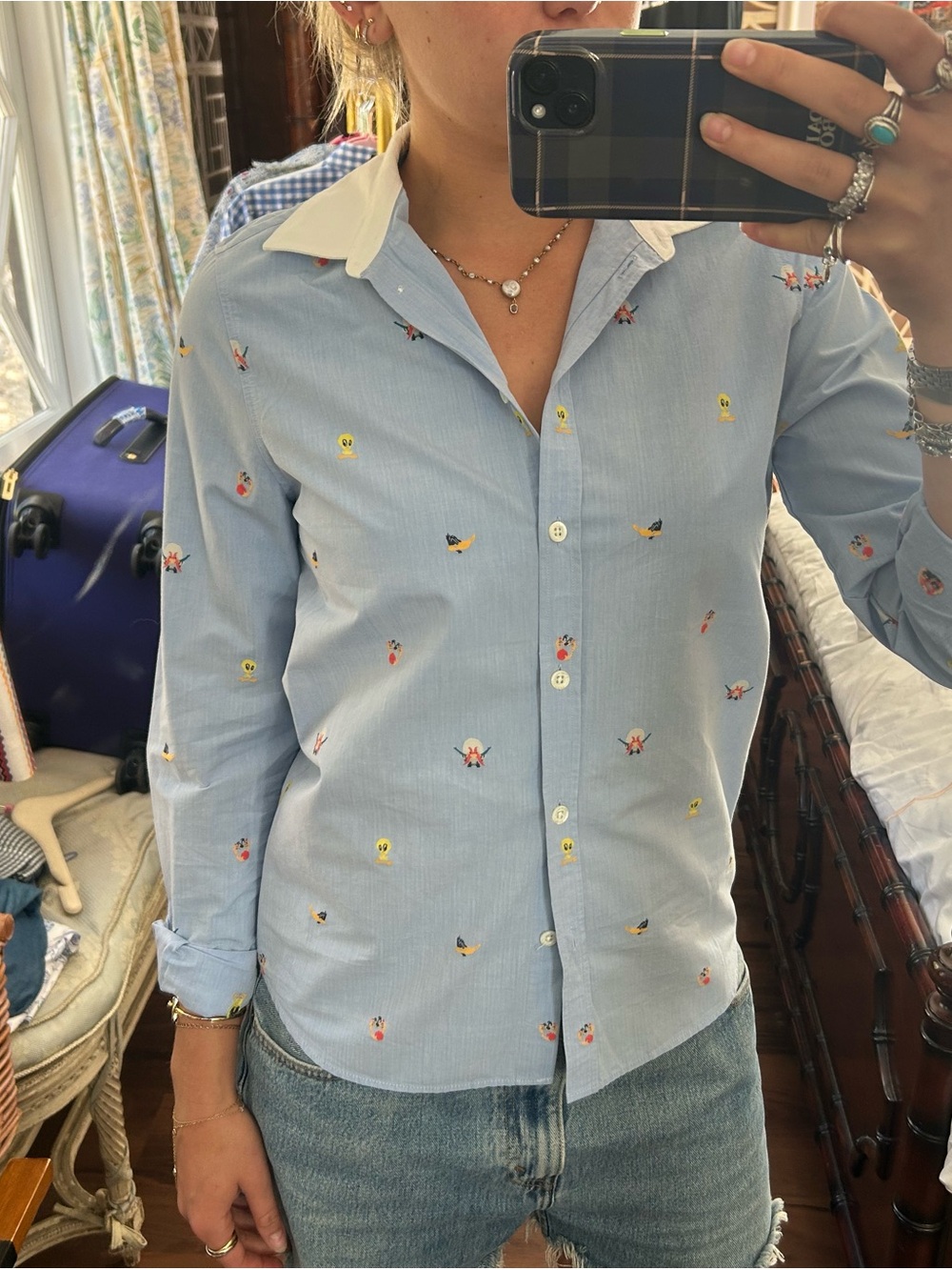 Paul & Joe Light Blue Button-Down Shirt with White Collar
